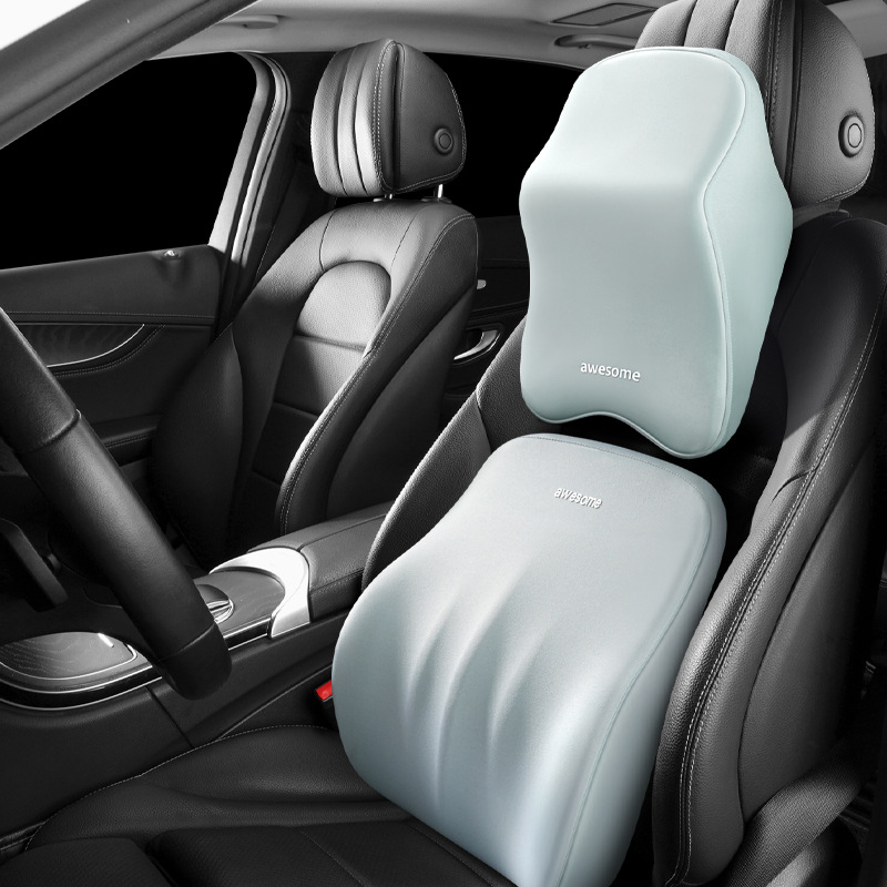 Memory Foam Headrest & Lumbar Cushion Set