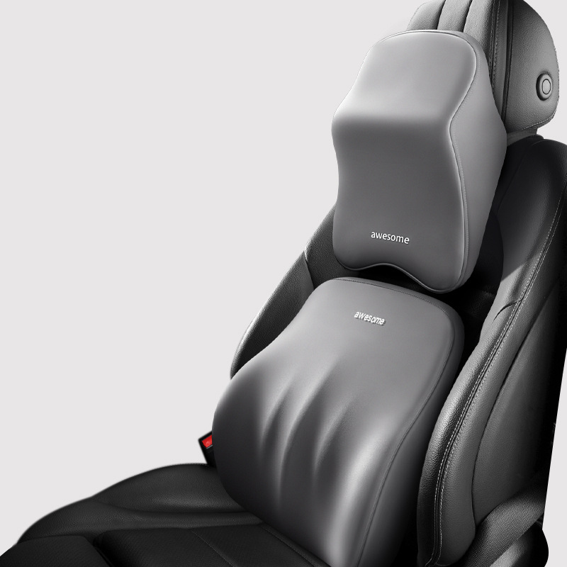 Memory Foam Headrest & Lumbar Cushion Set